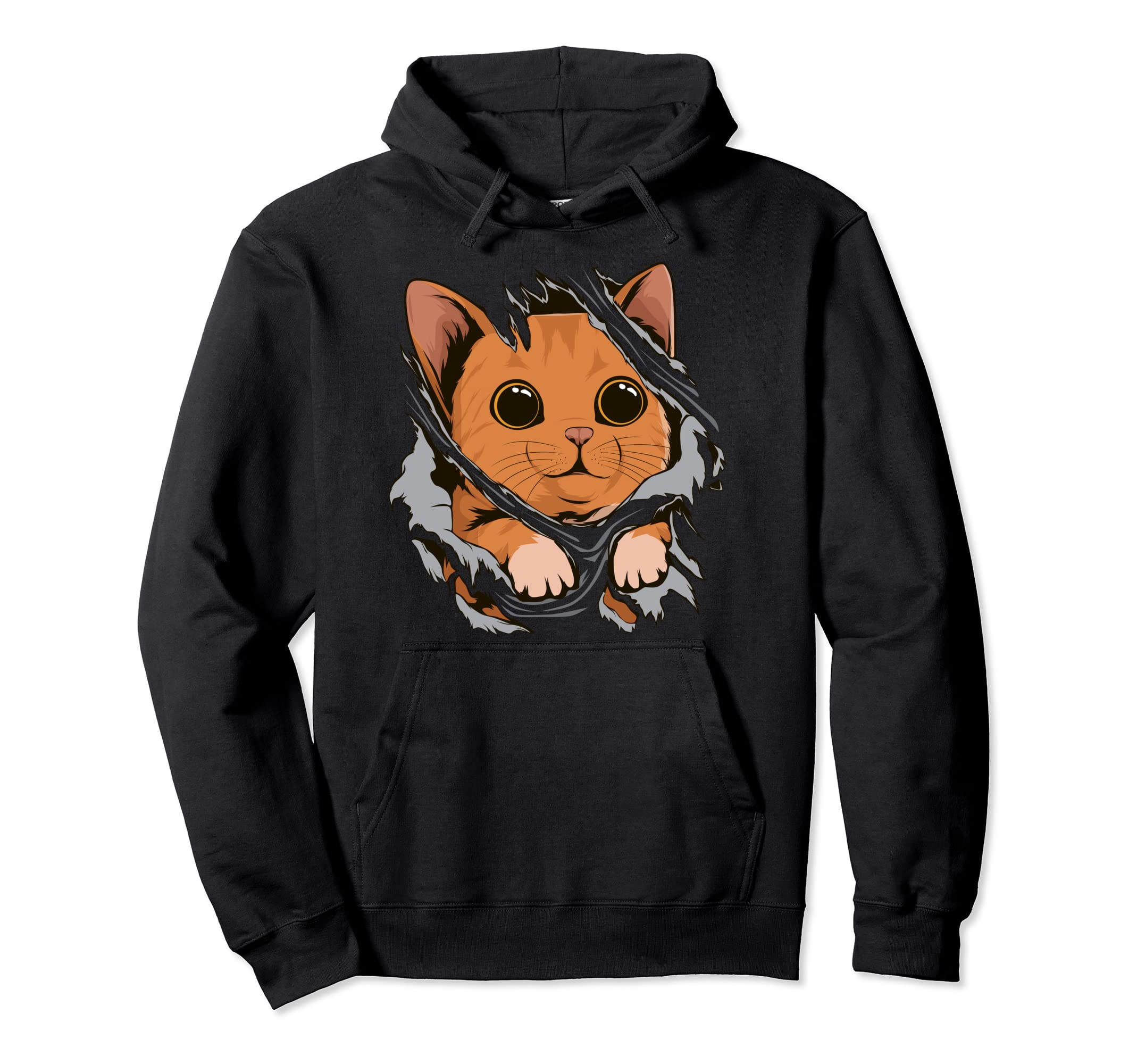 Cat From Inside Torn Apparel Kitten Cat Pullover Hoodie