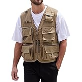 Yimoon Men’s Utility Fishing Vest Summer Lightweight Safari Travel Cargo Vest Outdoor Work Vests Multi Pockets