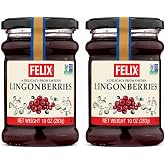 Felix Wild Lingonberry Jam, Swedish Preserve, Non-GMO, 10oz (Pack of 2) | Sweden's #1 lingonberry jam, sweet-tart flavor for meatballs, pancakes, waffles, and more.