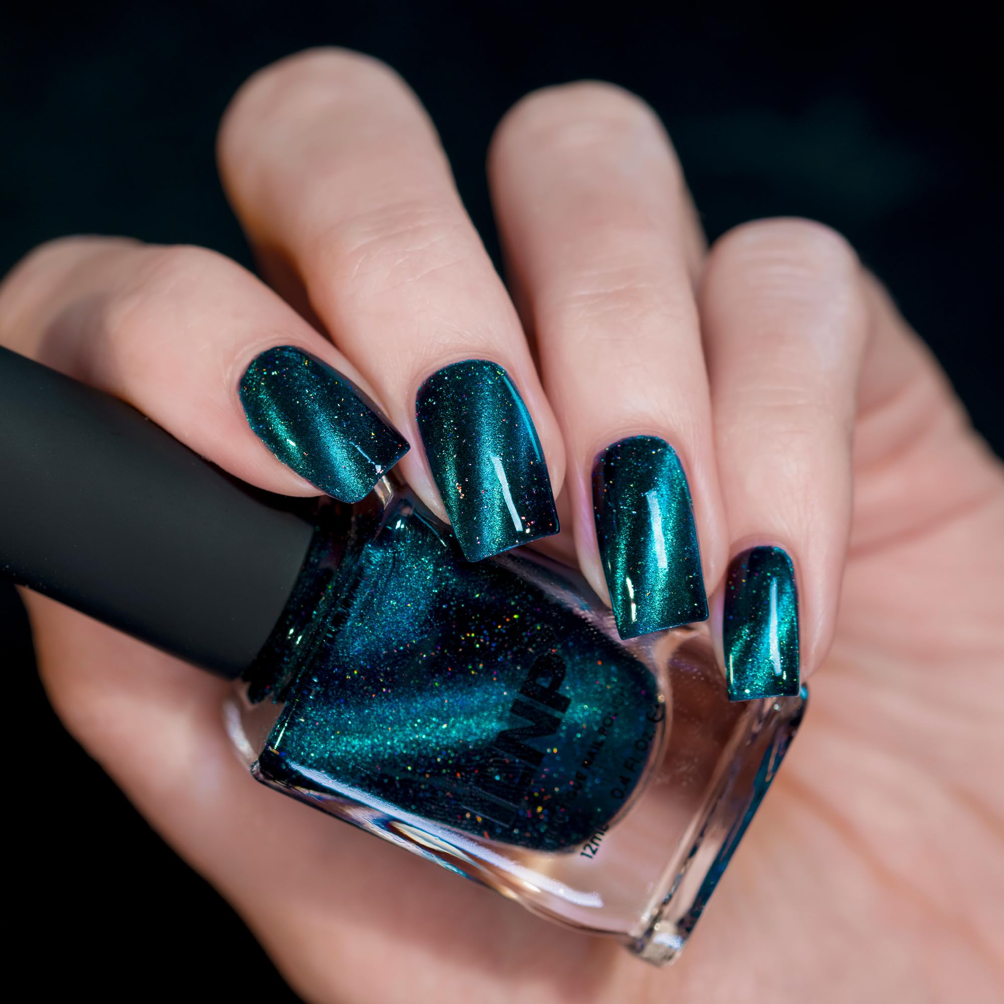 ILNP VIP - Black-Based Teal Magnetic Holographic Nail Polish - Image 3