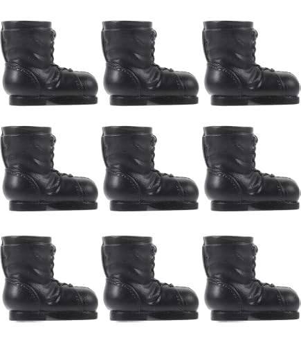 12 Mini-Weihnachtsstiefel Aus Kunststoff – Schwarze Dekoration Für Puppenhaus, Tisch & DIY-Projekte