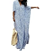 Bsubseach Beach Kaftan Dresses Cheetah Long Rayon Caftan Swim Cover Up Muumuu Animal Dress Oversized Coverups Swimwear