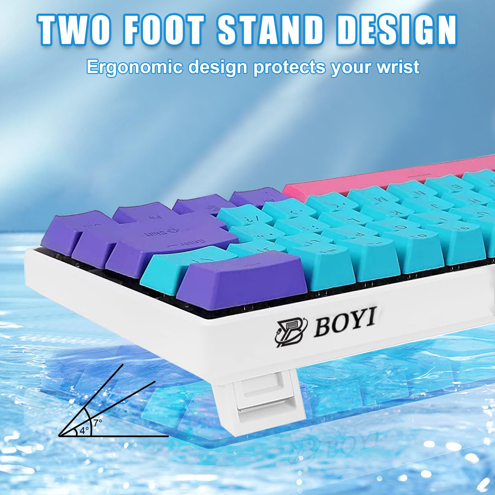 BOYI 60% Wired Mechanical Gaming Keyboard,61 Mini RGB Cherry MX Switch PBT Keycaps NKRO Programmable Type-C Hot Swappable Gaming Keyboard for Windows&Mac (Joker Color,Cherry MX Blue Switch)