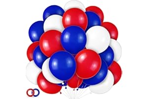 ASIYUHY Red White and Blue Latex Balloons 100 Pack for 4th of July Decorations Independence Day Patriotic Anniversary Graduation Birthday Wedding Nautical Party Supplies