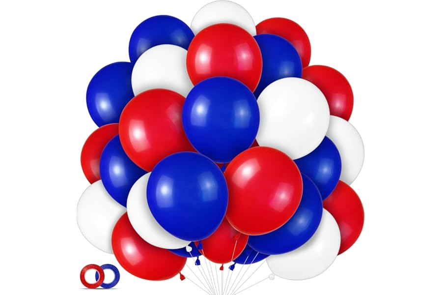 Red White and Blue Latex Balloons 100 Pack for 4th of July Decorations Independence Day Patriotic Anniversary Graduation Birthday Wedding Nautical Party Supplies