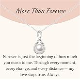 GAVU Teardrop Pendant Sterling Silver Infinity Necklace, Freshwater Pearl Drop Necklace for Women