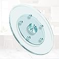 28'' Glass Lazy Susan Turntable Dining Table, 360° Large Round Serving Plate Tabletop Rotating Tray with with 6 Elegance Assist Rotating Wheels, Serving Plate Silent & Smooth Spin, (28inch/72cm)