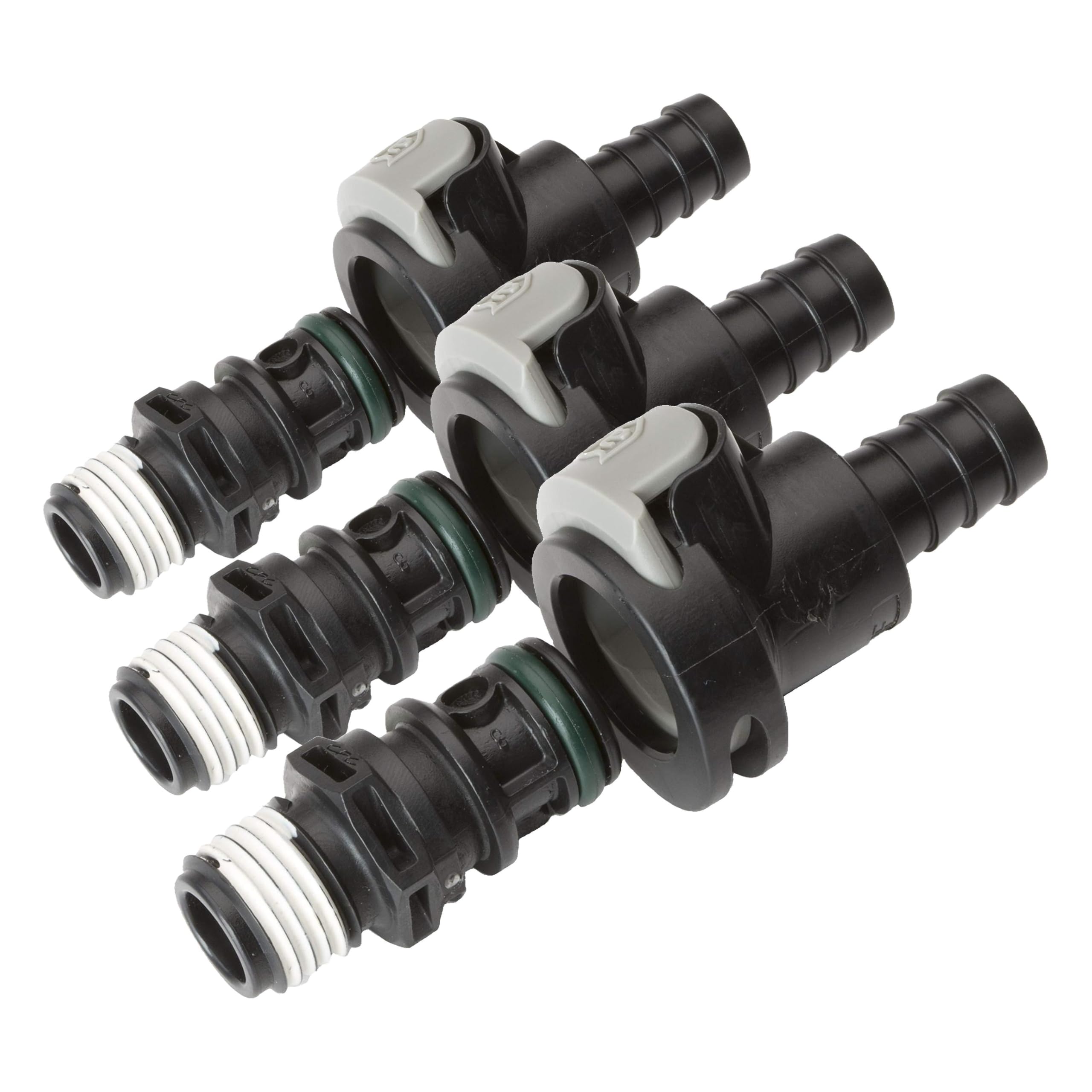 Attwood Universal Sprayless Connector | Male and Female | With Thread Sealant | For Fuel Lines | Pack of 3 Image Attwood Universal Sprayless Connector | Male and Female | With Thread Sealant | For Fuel Lines | Pack of 3 Image