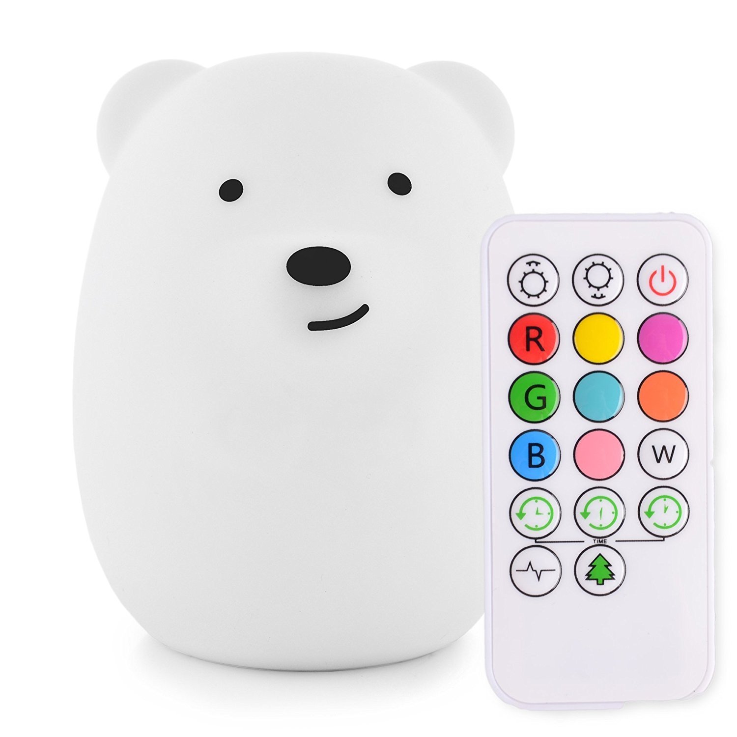 Tekemai Night Light for Kids, Bedside Lamp for Children/Adults, Multicolor Light with Remote Control, Break Resistant, Eye Caring, Big Size, Adjustable Brightness & Color, Timing function - Large Bear