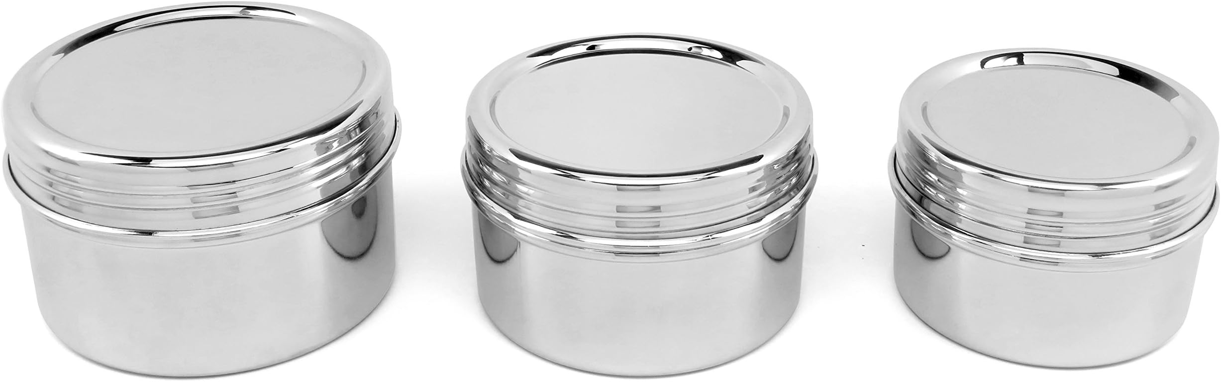 Lifestyle Block Stainless Steel 3 Piece Stainless Steel Lunchbox Canister Set with Screw On Lids