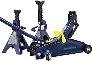 TCE AT82001U Torin Hydraulic Trolley Service/Floor Jack Combo with 2 Jack Stands, 2 Ton (4,000 lb) Capacity, Blue