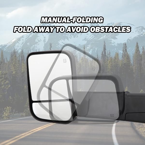 MOFOAP DRIVER SIDE MIRROR COMPATIBLE WITH 2009-2018 DODGE RAM 1500,2010-2018 DODGE RAM 2500 3500,TOW MIRRORS WITH POWER GLASS HEATED TURN SIGNAL LIGHT PUDDLE LAMP(BLACK)