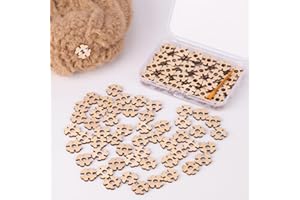 100Pcs Removable Wooden Pom Poms Buttons Vintage Decor Sewing Button Hat Pom Pom Holder Pom Poms for Hats Keepers for Knit Be