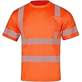 FONIRRA Hi Vis Safety T Shirts for Men Reflective High Visibility Short Sleeves Work Shirt