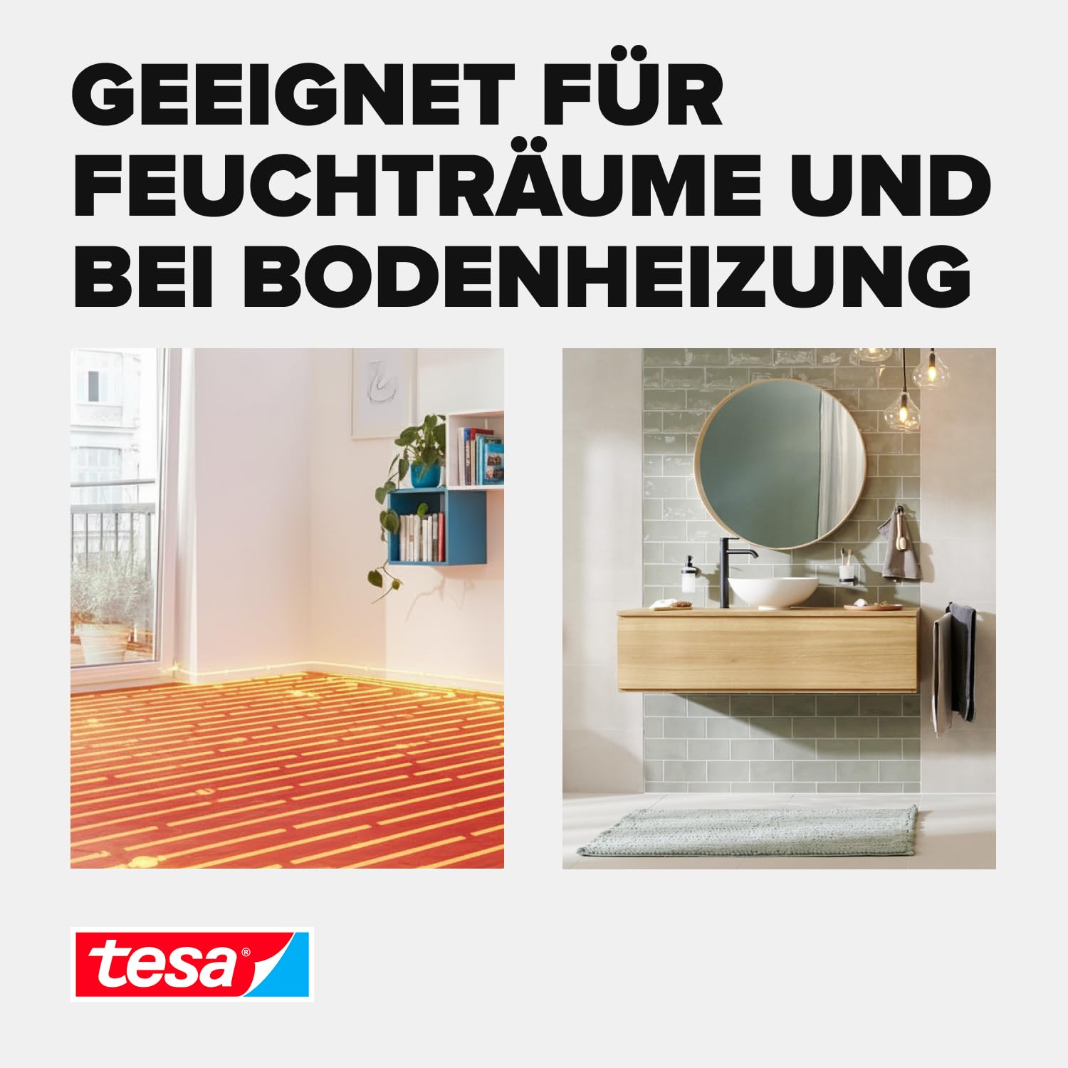 tesa Verlegeband extra stark klebend - Doppelseitiges Klebeband zum Verlegen von Teppich und PVC-Belag - doppelseitig klebend - 10 m x 50 mm 5