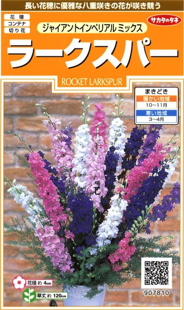 Amazon サカタのタネ 実咲花7810 ラークスパー ジャイアントインペリアルミックス 10袋セット 花