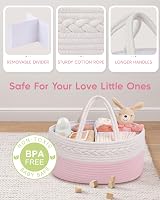 Maliton Nappy Caddy Cotton Rope Newborn Essentials Pink Nursery Organizer view 3