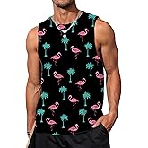 Mens Beach Tank Tops Summer Vacation Muscle Top Hawaiian Graphic Sleeveless Shirts for Beach Workout
