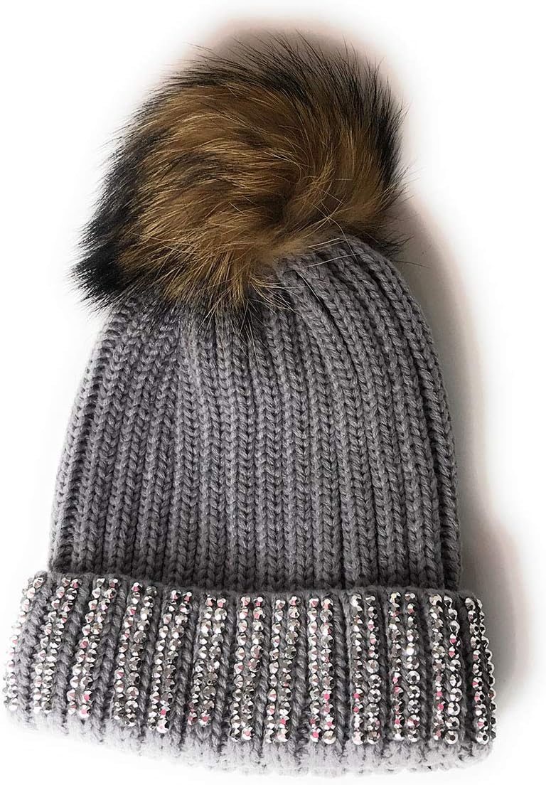 grey fluffy bobble hat