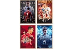 KUGEKI Soccer Superstar Posters Cristiano Ronaldo Canvas Wall Poster Set of 4 Unframed 08 in. X 12 in.