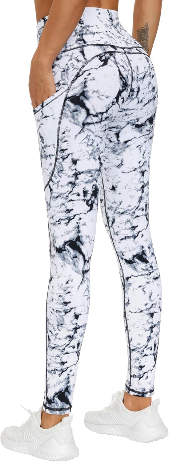 THE GYM PEOPLE Thick High Waist Yoga Pants with Pockets, Tummy Control Workout Running Yoga Leggings for Women: Clothing