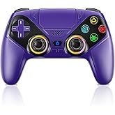 LENISUOLE Wireless Controller for PS5/PlayStation 5 &amp; PC - Purple, Bluetooth Gamepad with Turbo, 6-Axis Motion Sensor, Programmable Buttons, RGB Lighting, 3.5mm Audio Jack, 1000mAh Battery