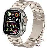 Anlinser No Tool Needed Bands Compatible with Apple Watch Band 49mm 46mm 45mm 44mm 42mm for Women Men, Stainless Steel Metal Strap Designed for iWatch Ultra 3/2/1 SE Series 11 10 9 8 7 6-1 (Starlight)