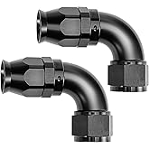 EVIL ENERGY 6AN 90 Degree PTFE One Piece Full Flow End Hose Fitting Aluminum Black 2PCS