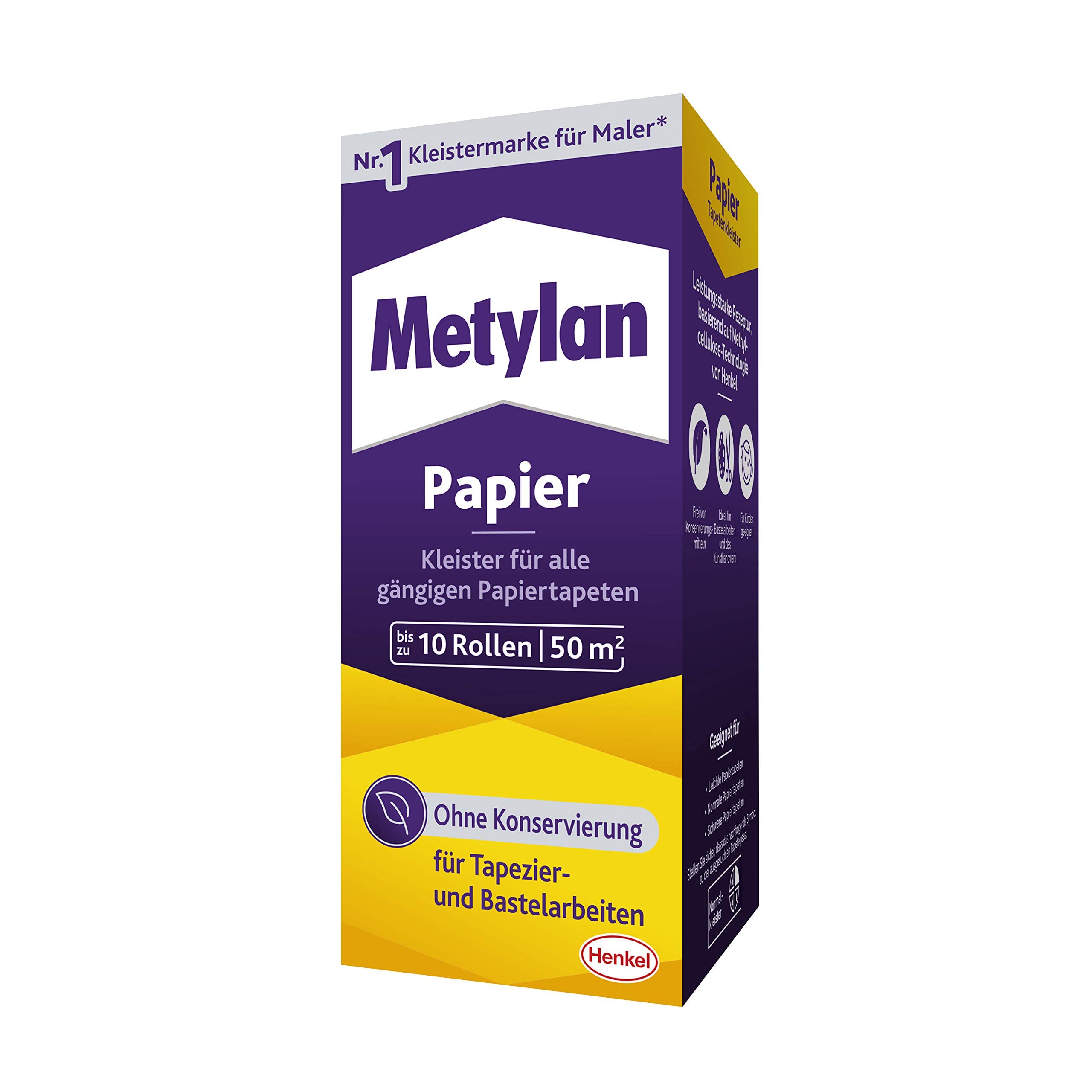 Metylan Paper, strong wallpaper paste for light, normal and heavy paper wallpaper, paste for wallpapering and crafts without preservatives, 1 x 125 g