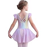 Mecceos Girls Ballet Leotard with Skirt Toddler Dance Dresses Criss-Cross Hollow Back Ruffle Butterfly Sleeve Ballerina