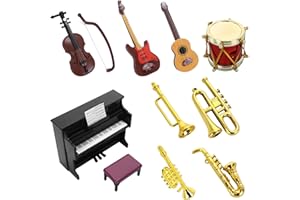 Cobee Dollhouse Miniature Musical Instrument Set, 11 Pcs, 1:12 Scale, Realistic, Plastic, White/Clear, Dollhouse Accessory, M