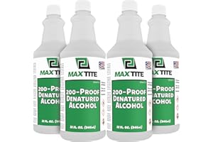 MAXTITE Denatured Alcohol, 200-Proof (1 Gallon Total, 4 Pack of 32 oz Bottles)