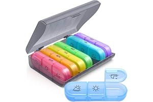 FULLOT Weekly Pill Organizer 3 Times A Day, 7 Day Pill Box with 180° Wide Open Design, Easy to Fill & Retrieve, Double Protection with Outer Case, Weekly Pill Case for Vitamins, Fish Oil, Supplements