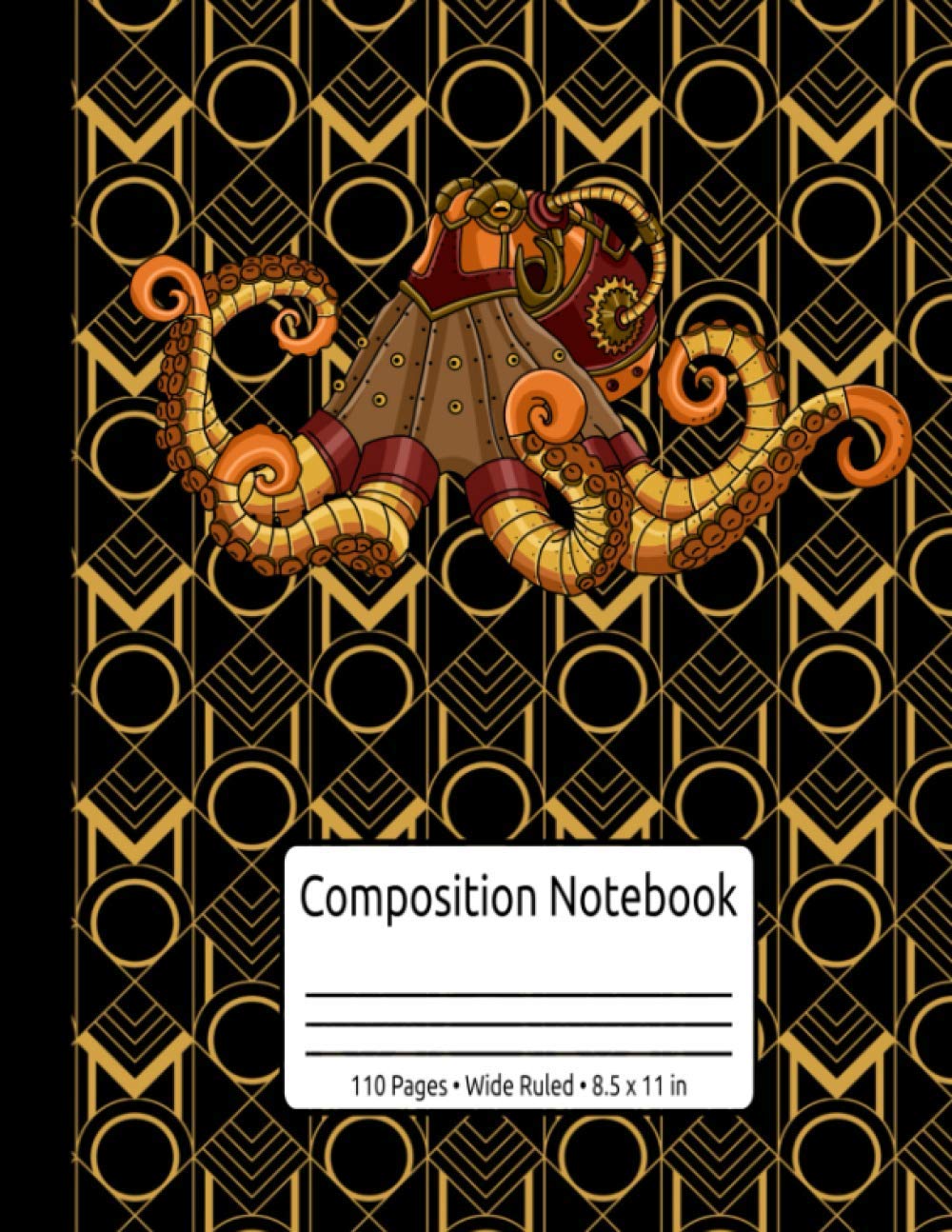 Steampunk Octopus Victorian Kraken Composition Notebook 110 Pages Wide Ruled 8.5 x 11 in: Steampunk Gift For Victorian Fans