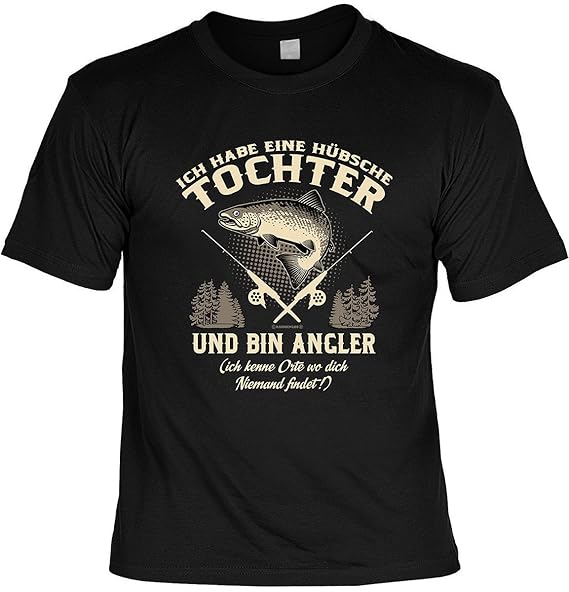Lustiges Vater Angler Sprüche T-Shirt - Angler Tshirt : hübsche Tochter und Bin Angler … - Anglershirt Angelsport Bekleidung
