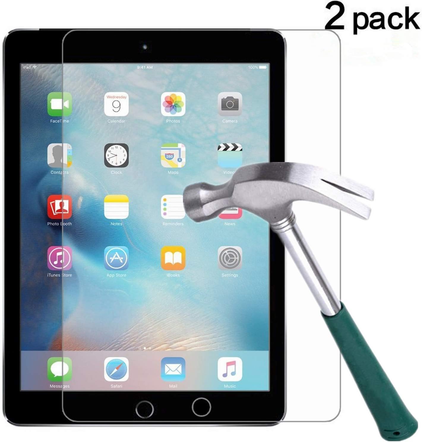 TANTEK [2-Pack Tempered Glass/Bubble-Free/Anti-Scratch Screen Protector For 12.9-inch iPad Pro (2015/2017 Model)