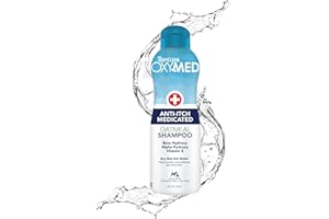 TropiClean OxyMed Dog Shampoo for Allergies and Itching , Medicated Oatmeal Shampoo for Dry Itchy Skin, Seborrhea, & Hot Spots, Cat Safe, 20oz.
