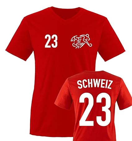 EM 2016 | Trikot | Schweiz | WUNSCHDRUCK | Herren V-Neck T-Shirt