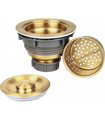 LQS Extended Deep Sink Flange – Golden Finish, Fits 3-1/2" Standard Drain Openings For Disposal Units