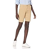 Amazon Essentials Women's Mid-Rise Slim-Fit 10" Inseam Bermuda Khaki Shorts