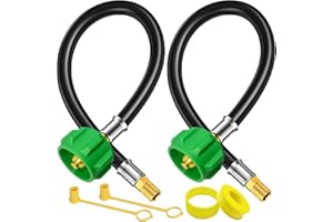 FJXBYWM 2 Pack 15" RV Propane Hose with 1/4" Male NPT & Qcc1/Typel,Propane Hose-Camper Propane Hose for RV Two-Stage Regulator-Dual LP Tank,Propane Tank Hose for BBQ,Outdoor Cooking,Camping,350PSI.