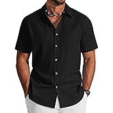 COOFANDY Men's Button Down Short Sleeve Shirt Cotton Casual Summer Shirts Textured Beach Vacation Shirts for Men