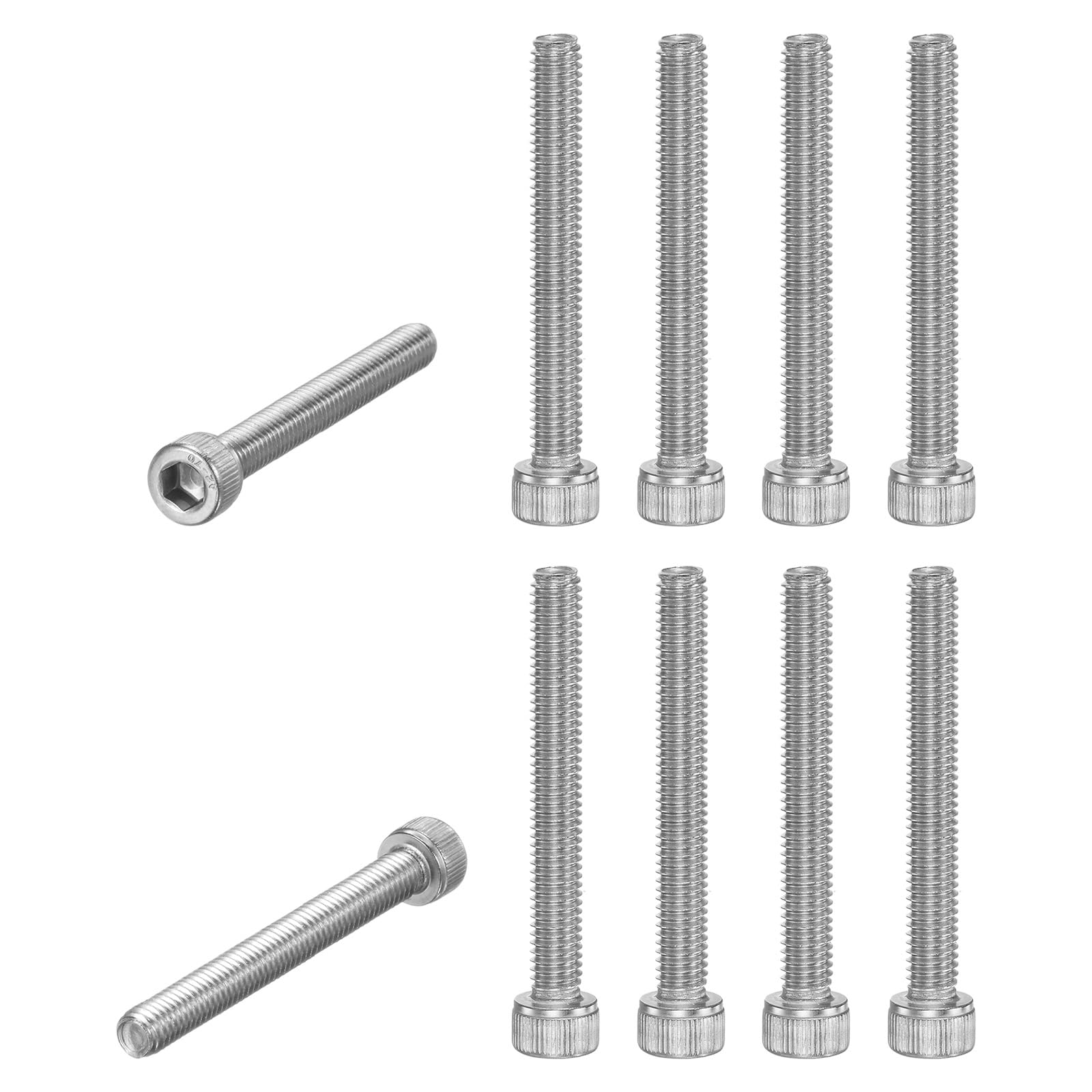M METERXITY 10-Pack Socket Head Cap Screws Bolts M6x50mm 1mm Pitch Button Head Socket Screws 304 Stainless Steel Hex Socket Bolts [Silver]