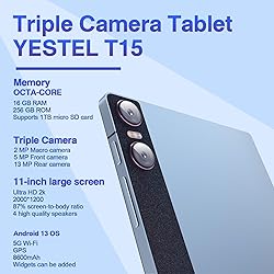 YESTEL Android 13 Tablet 11 Inch Display,16GB