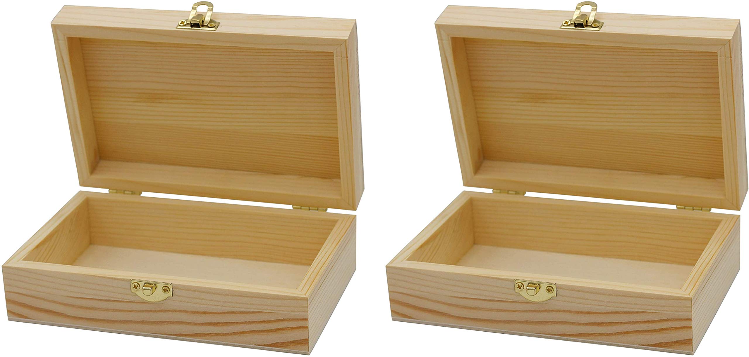 Creative Hobbies Unfinished Wood Craft Box – Light Unfinished Wood with Clasp – Make Your Own Gift Box, Jewelry Box, Photo Box - Decorate with Paint, Ribbon, Decoupage and More – 6