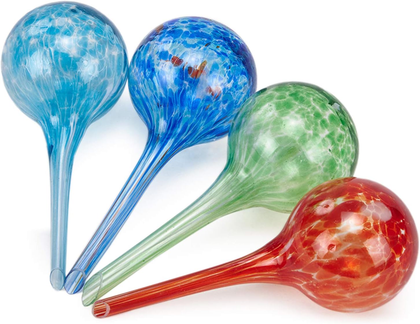 Topmail 4 Stück Bunte Bewässerungskugel Blumenbewässerung aus Glas Gießarm- Bewässerungs-Kugeln kleine selbstbewässernder Blumentopf Ø 6 cm H 15cm für topfpflanzen （Hellblau, blau, grün, rot）
