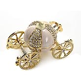 LASODY Hand Painted Enameled Cinderella Pumpkin Carriage Decorative Hinged Jewelry Trinket Box Unique Gift for Family,Jewelry Chests Wedding Valentine‘ Day, Mother’s Day Gifts (Gold, Jewelry box)