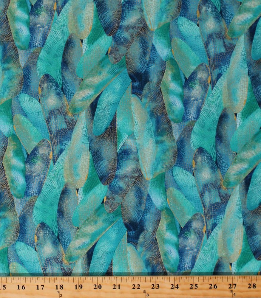 Kanvas Studio Cotton Dance of The Dragonfly Wings Metallic Insects Cotton Fabric Print by The Yard 8501M-84