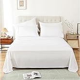 Whitney Home Textile Queen Sheet Set - 4 Piece Bed Sheets for Queen Size Bed, Extra Soft Breathable, Deep Pocket Hotel Luxury Cooling Sheets, Wrinkle Free Oeko-Tex, White