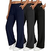 Oakgarden 3 Pack Women's Wide Leg Lounge Pants Baggy High Waisted Yoga Joggers Cozy Sweatpants with 4 Pockets